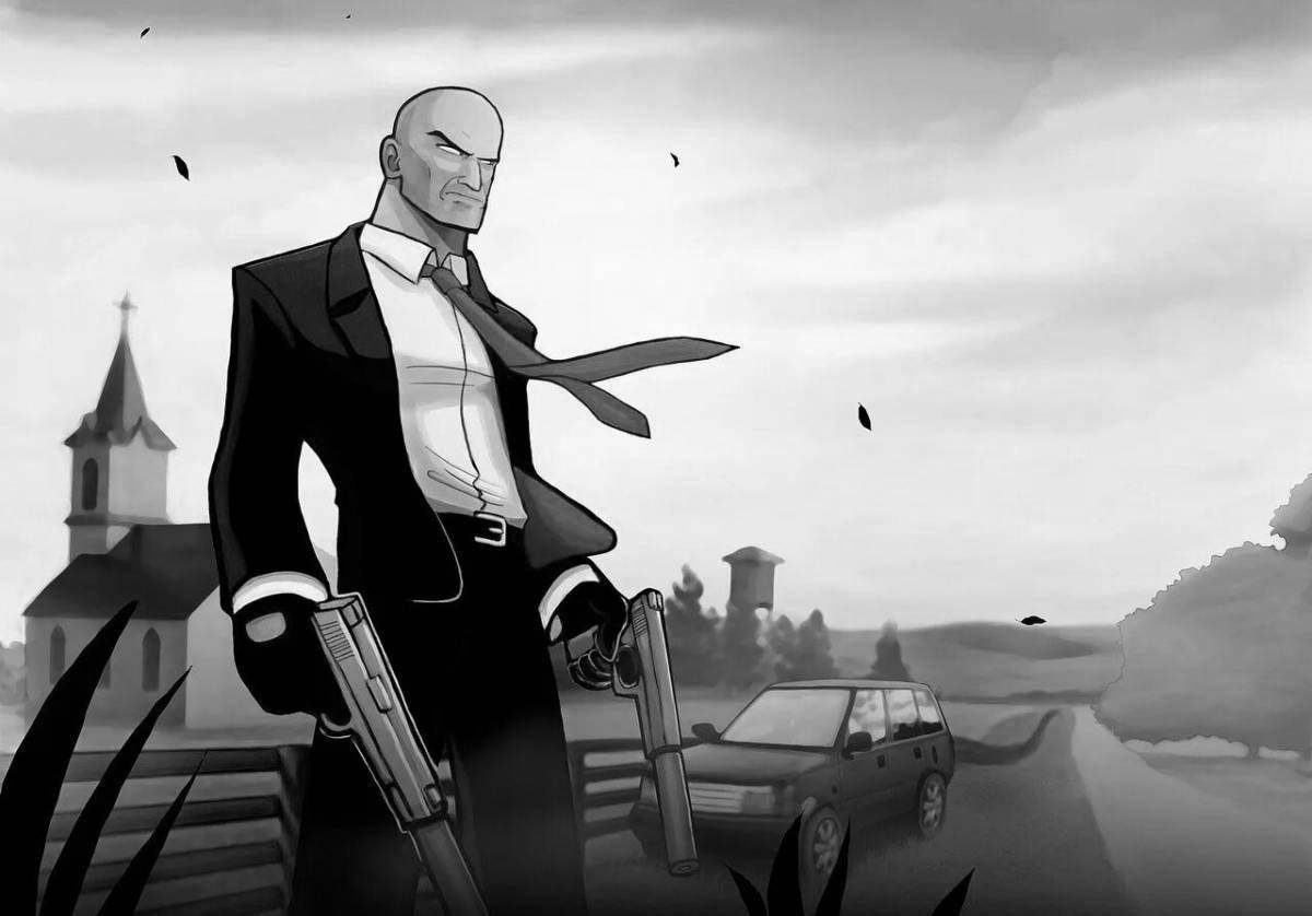 Amazing hitman coloring page