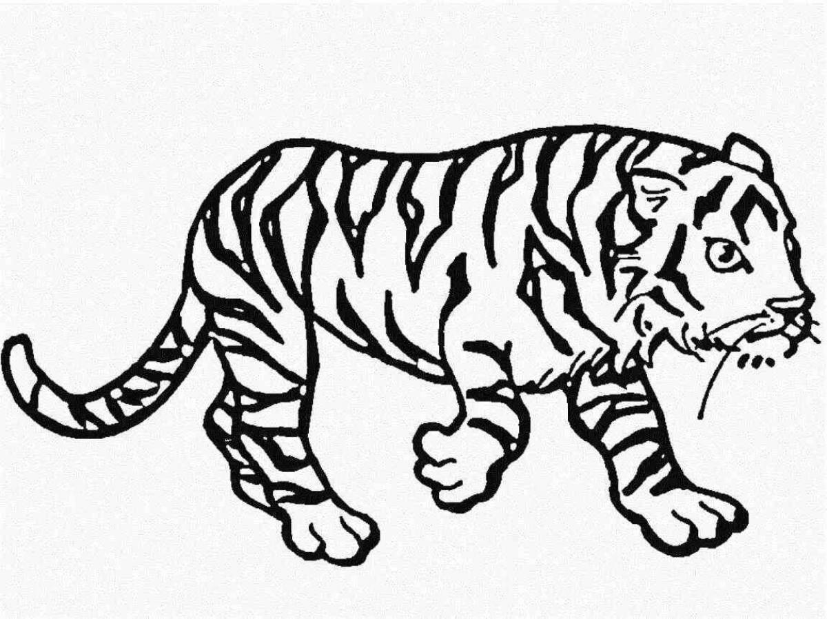 Coloring book playful tigress