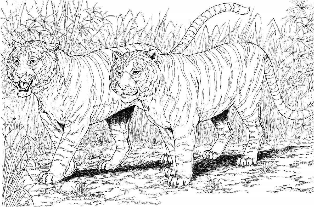 Страница раскраски поразительной тигрицы