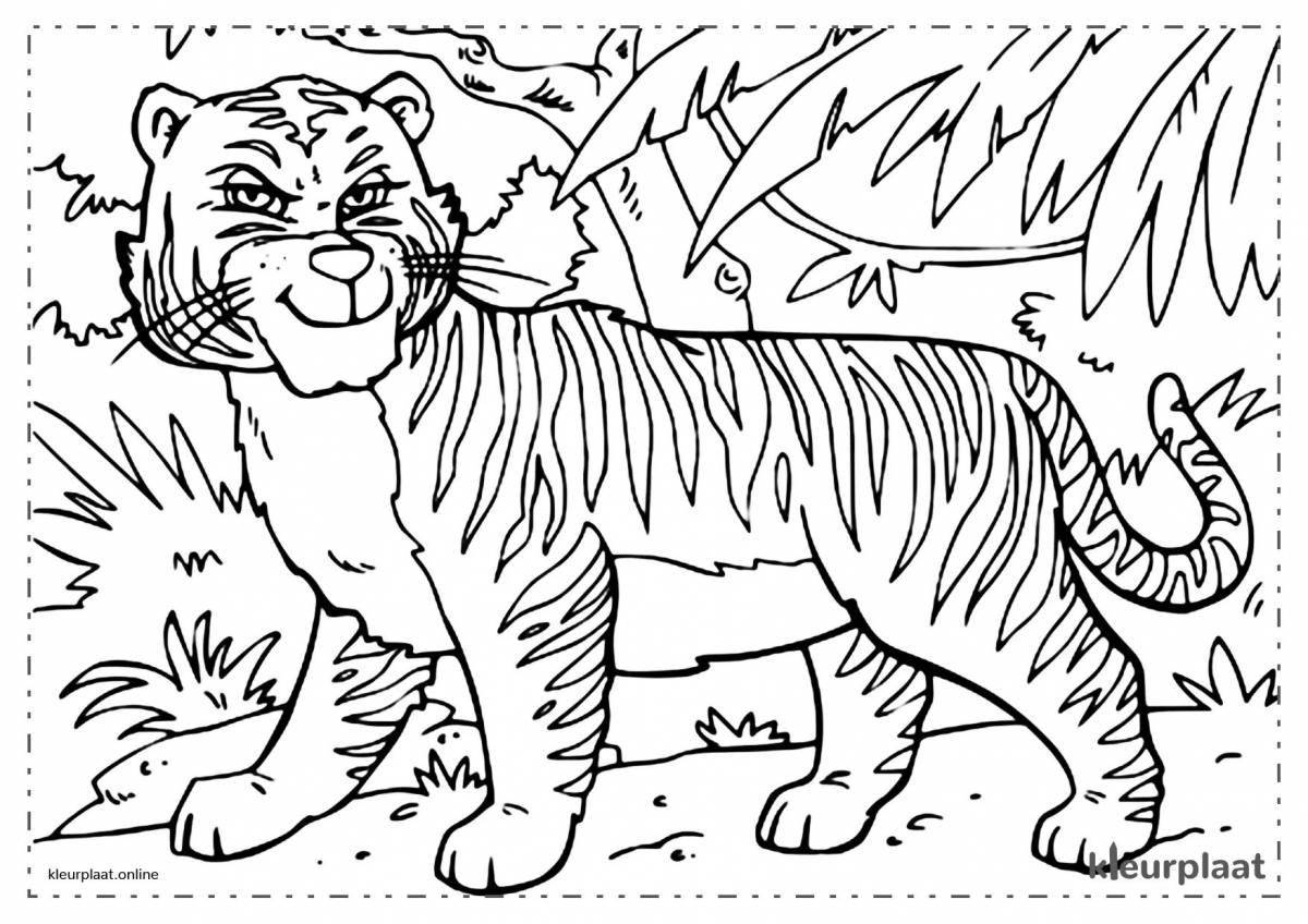 Элегантная тигрица раскраска