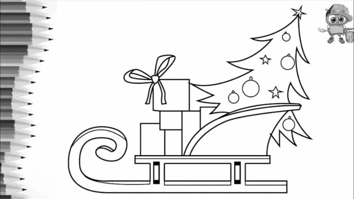 Playful sleigh coloring