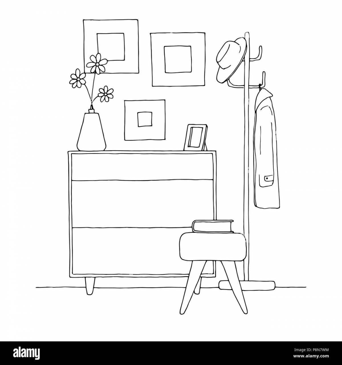 Playful hallway coloring page