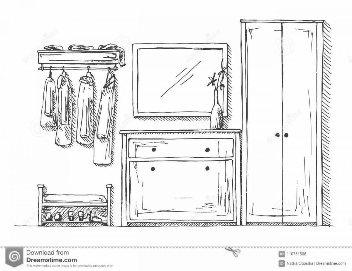 Glittering hallway coloring page