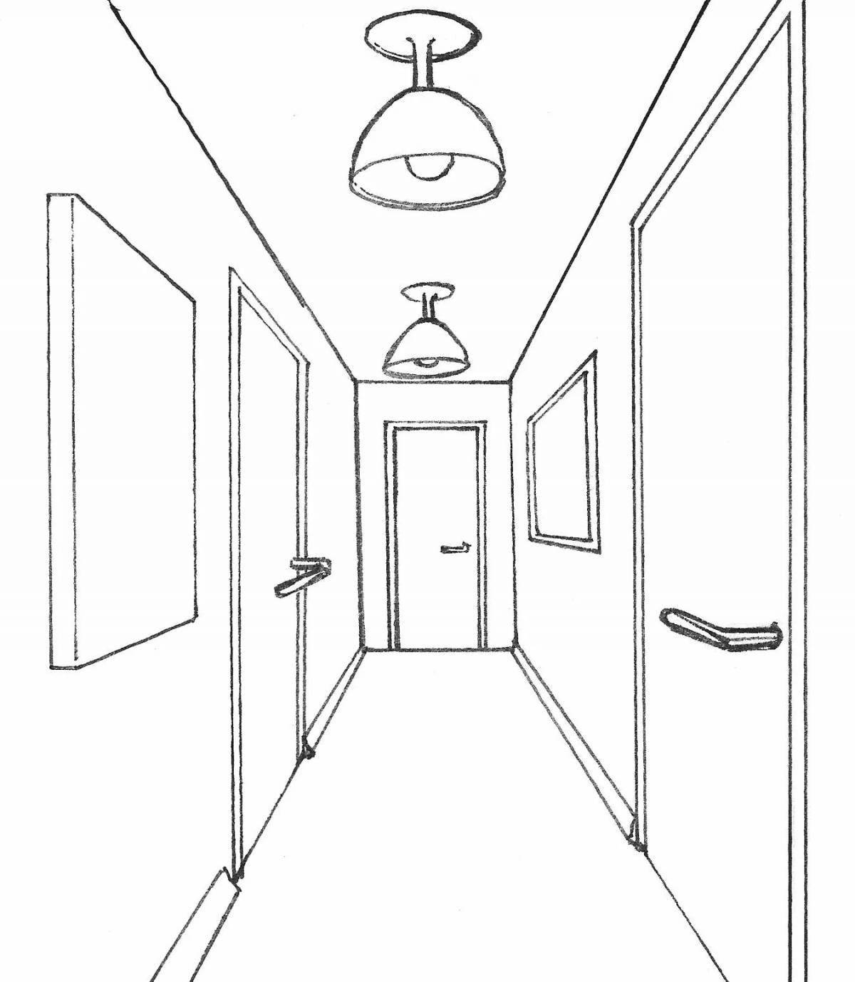 Fancy hallway coloring page