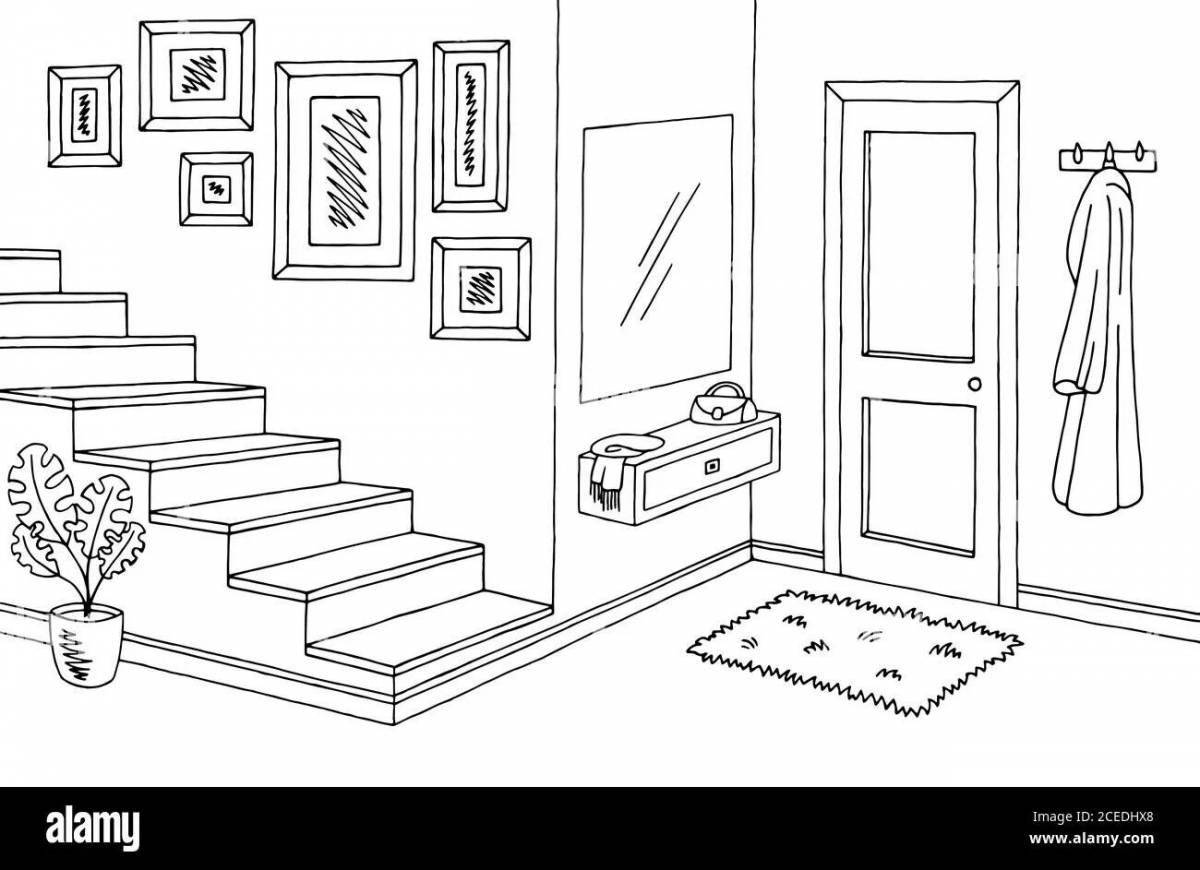 Coloring page graceful hallway