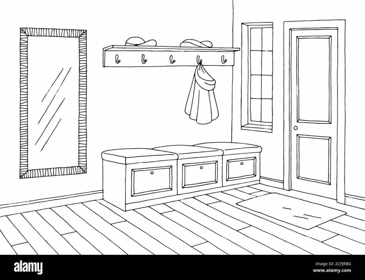 Coloring page charming entrance hall