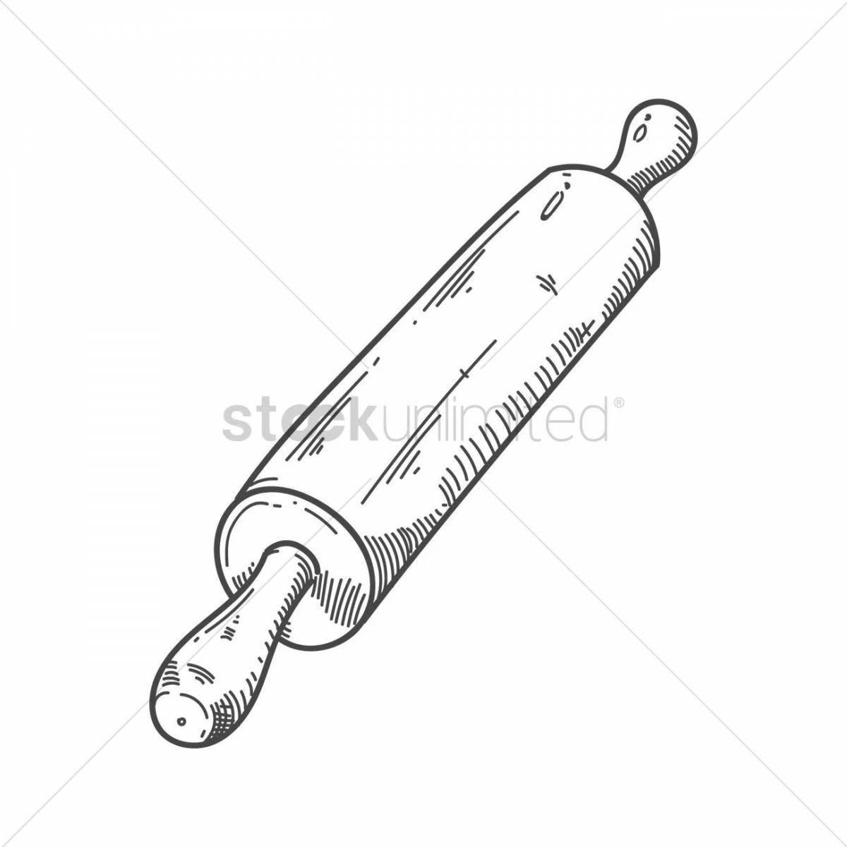 Playful rolling pin coloring page