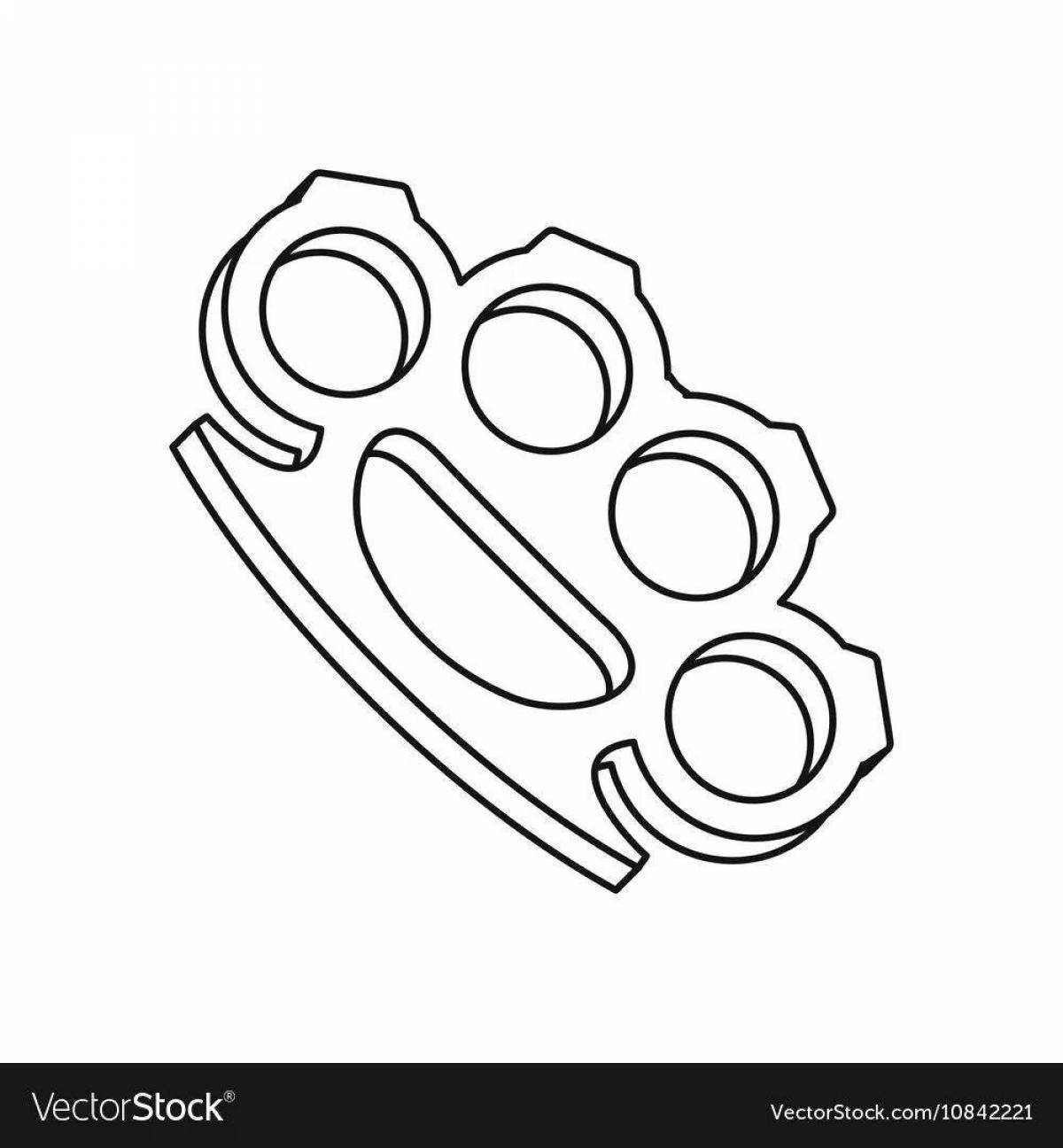 Coloring page decorated with brass knuckles