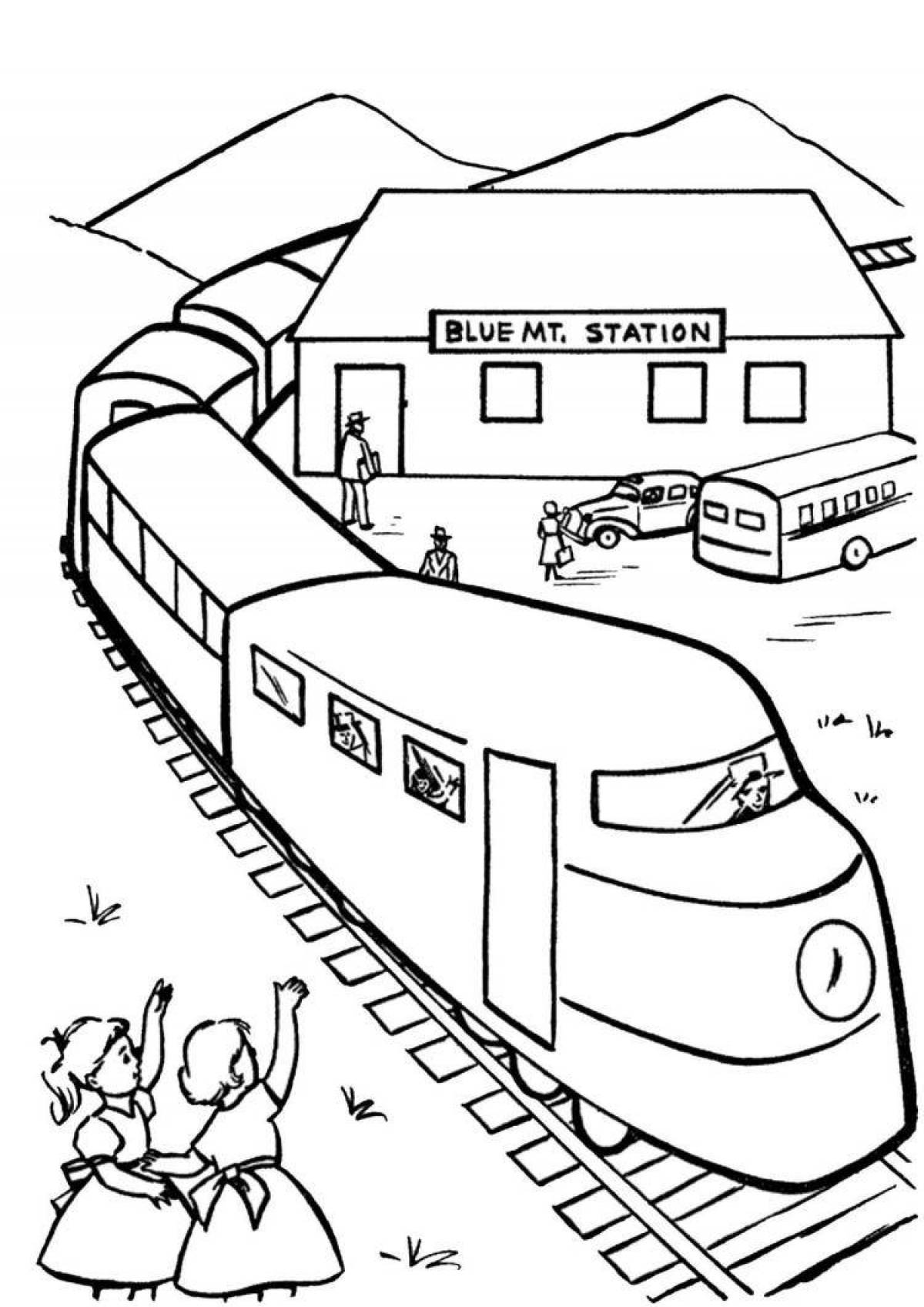 Adorable train station coloring page