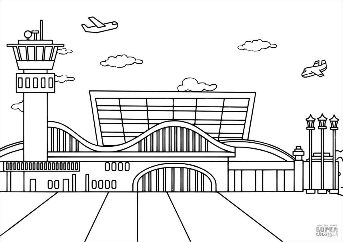 Exquisite train station coloring page