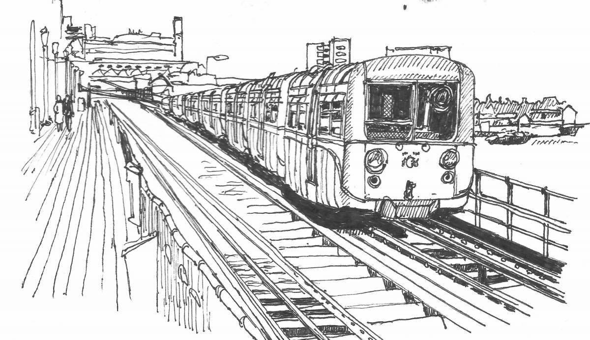 Amazing train station coloring page