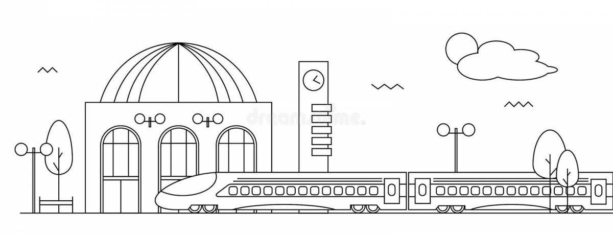 Coloring page nice train station
