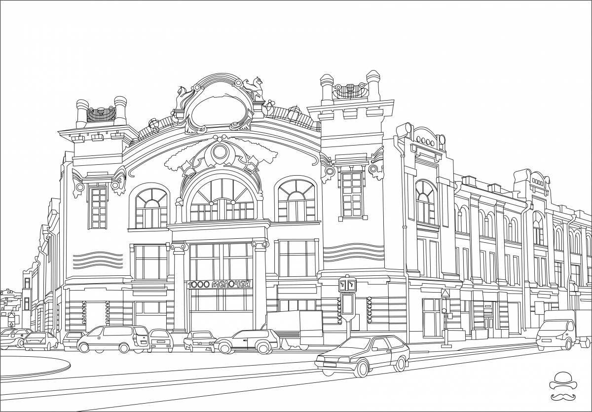 Large railway station coloring page