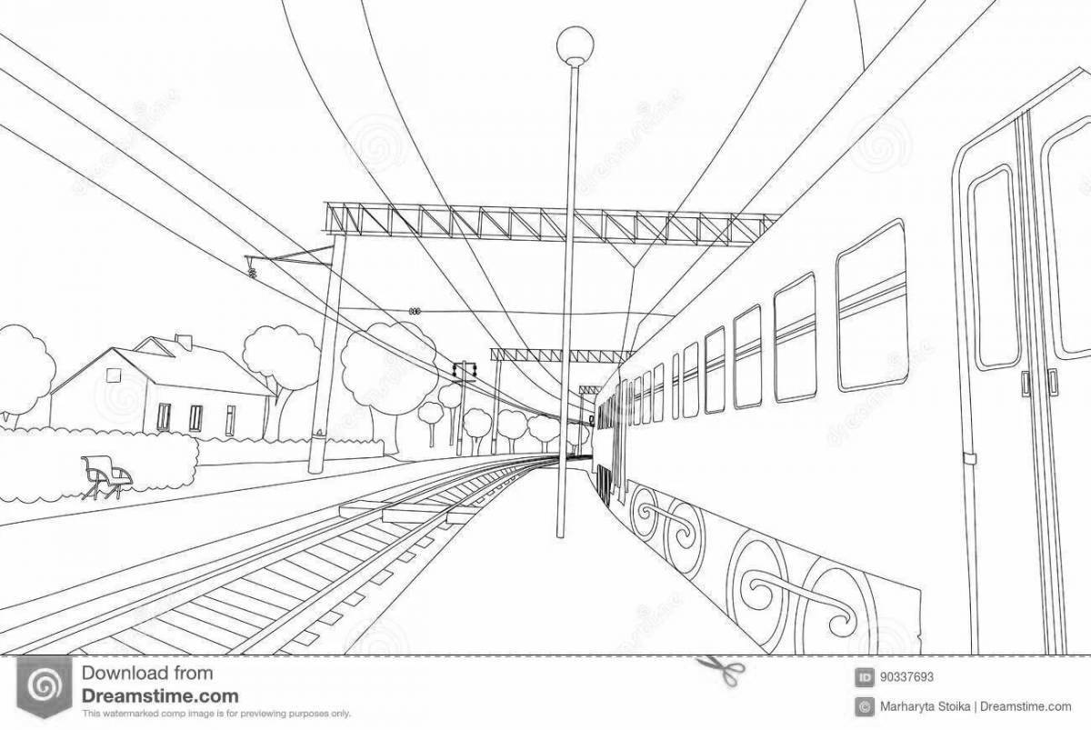 Coloring page elegant train station
