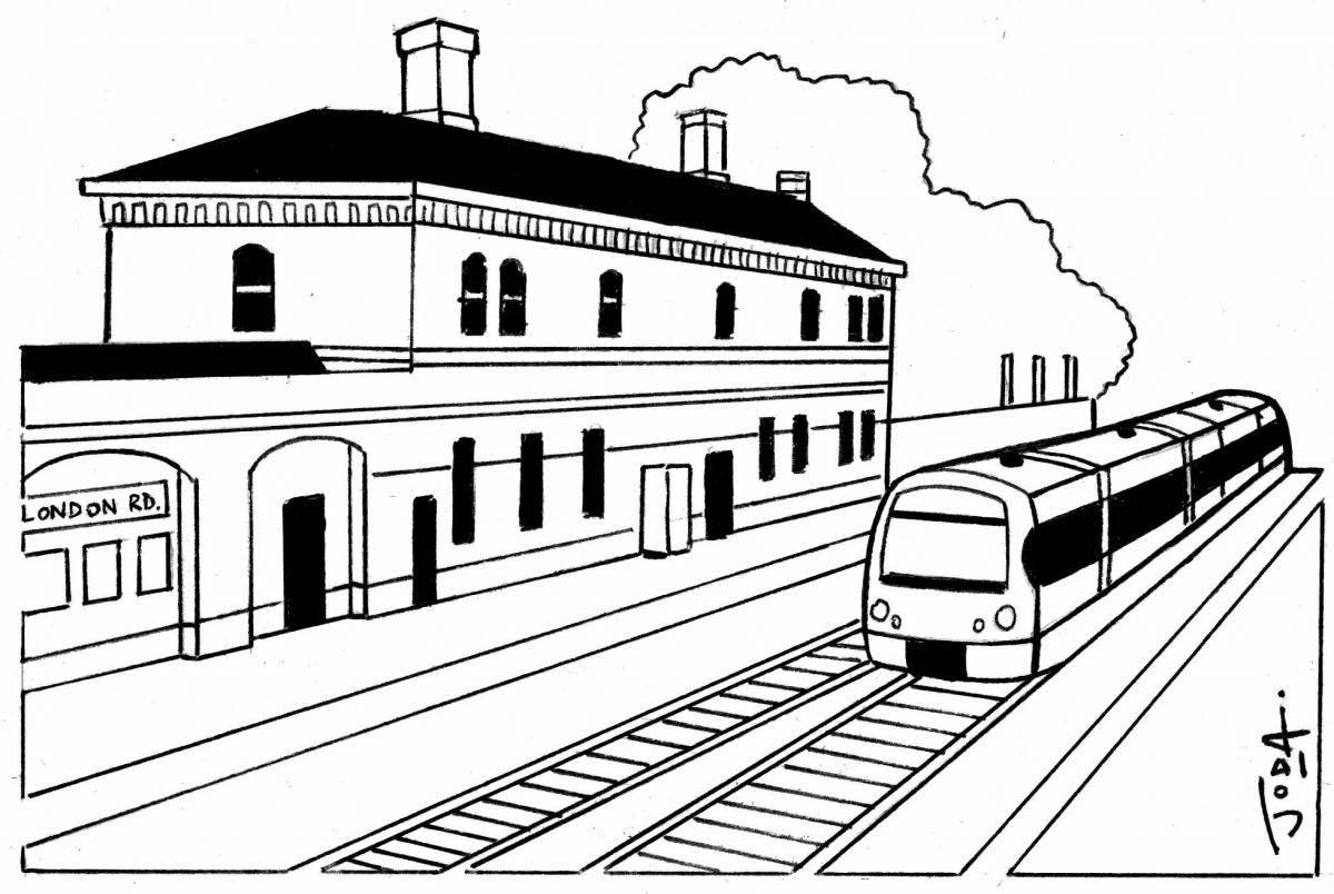 Coloring page dazzling train station