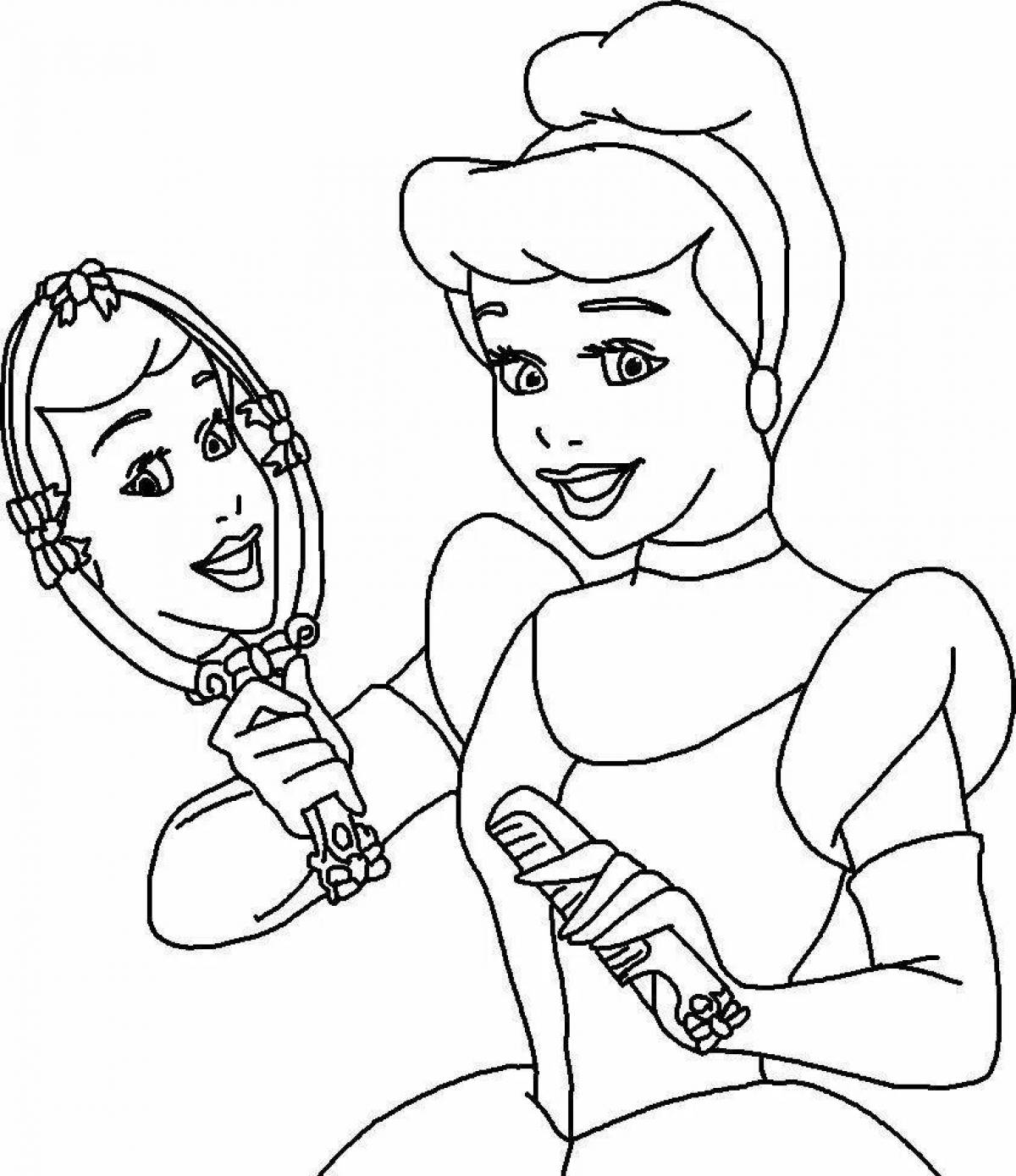 Charming coloring mirror page