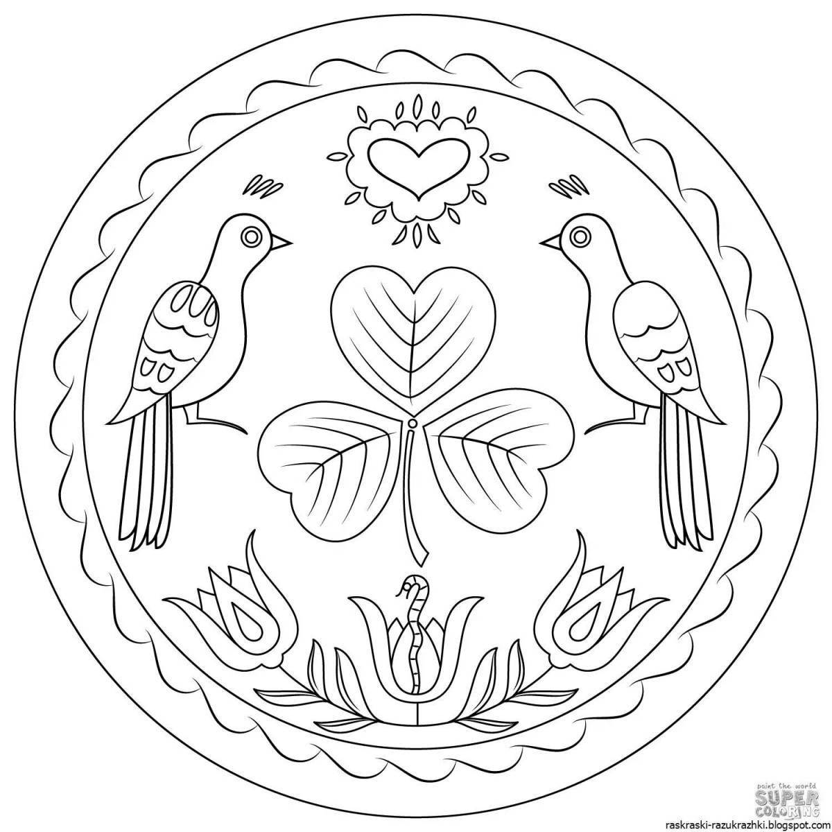 Coloring page charming gorodets
