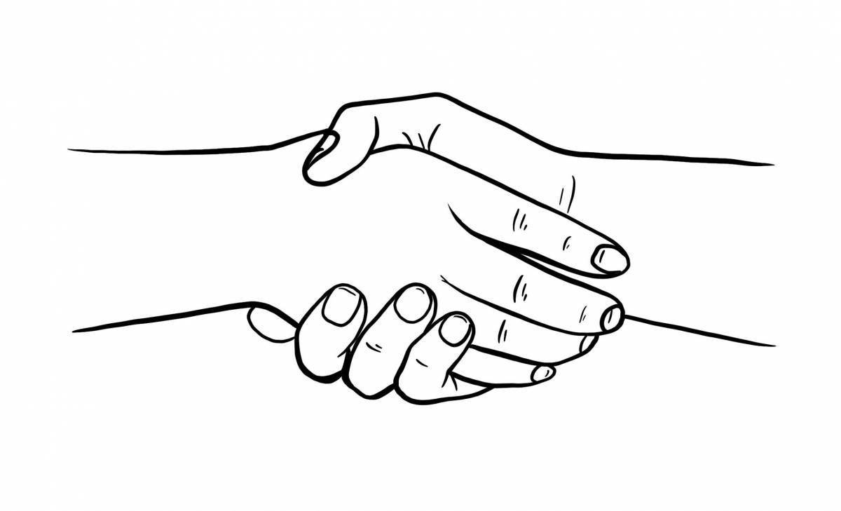 Colorful handshake coloring page