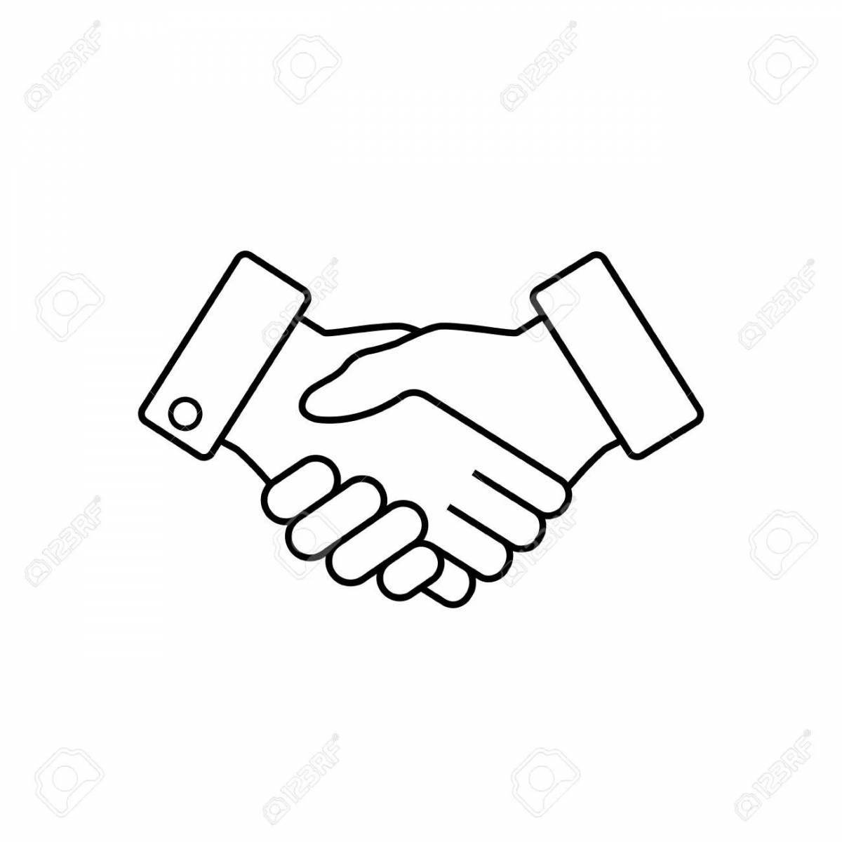 Раскраска праздничное рукопожатие