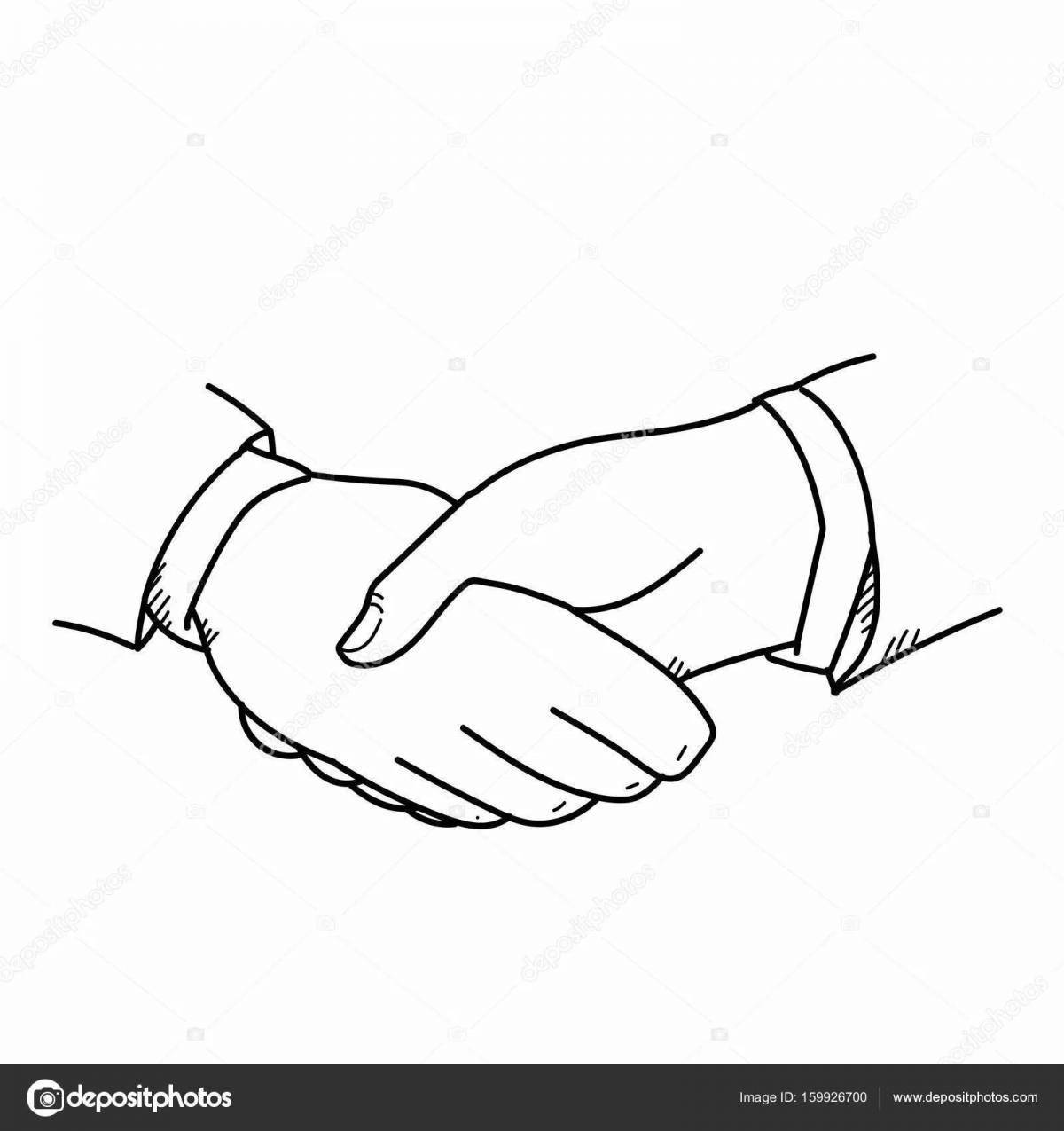 Happy handshake coloring page