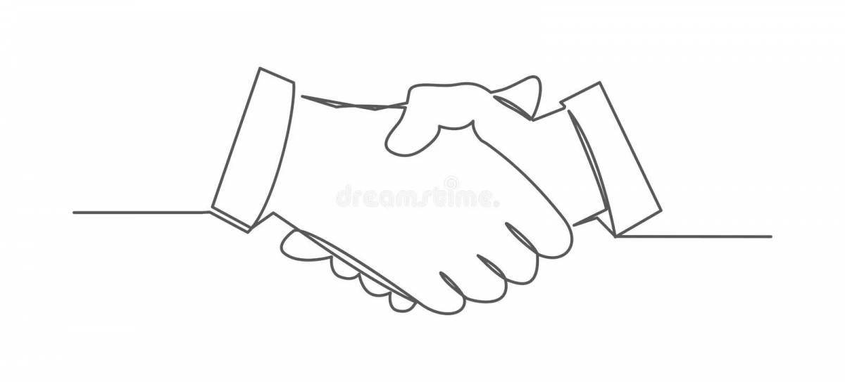 Animated handshake coloring page