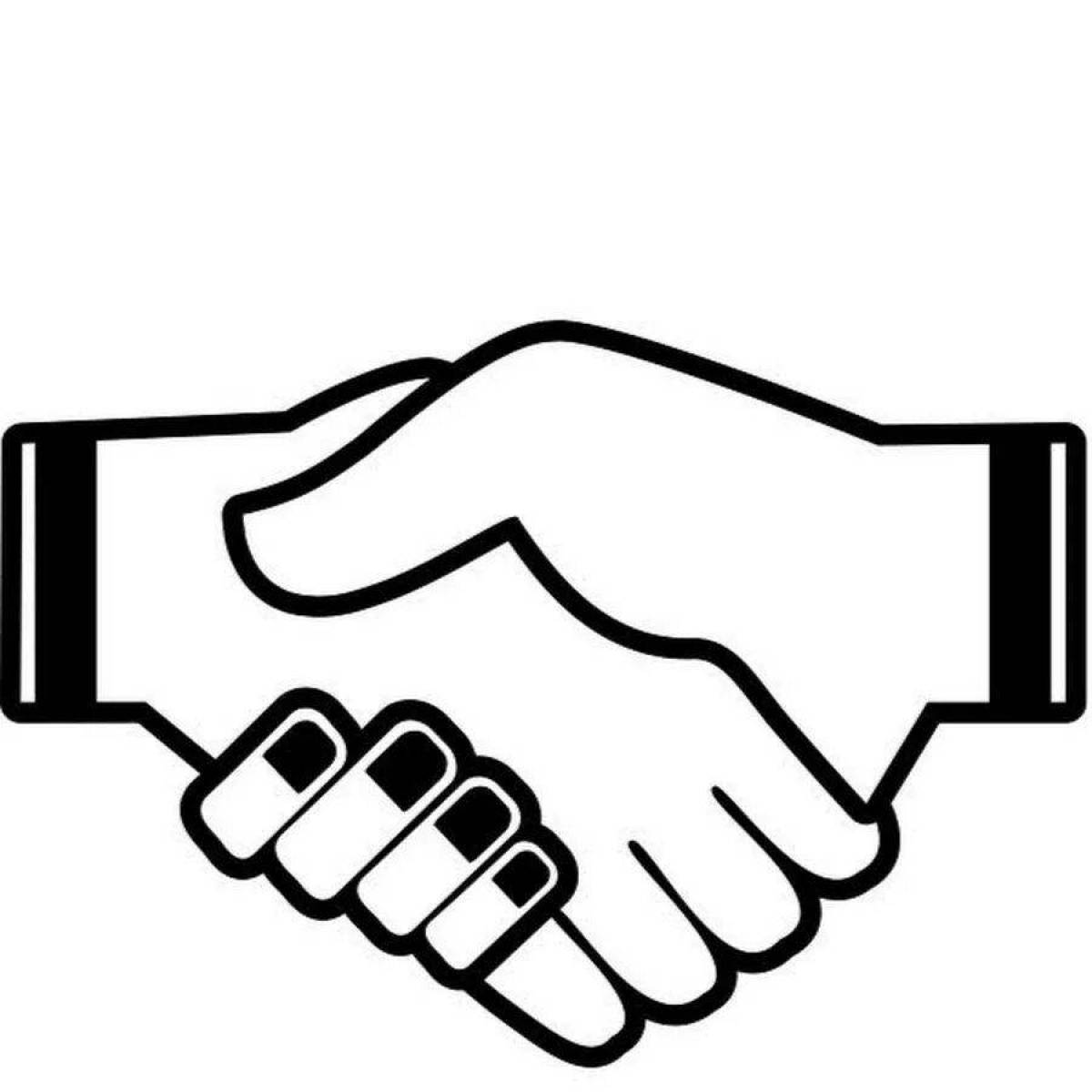 Яркое рукопожатие раскраска