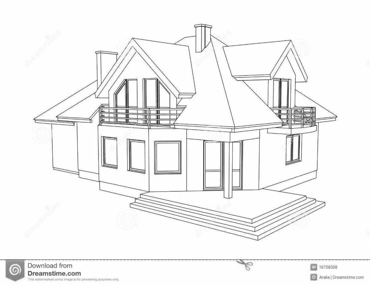 Country cottage coloring page