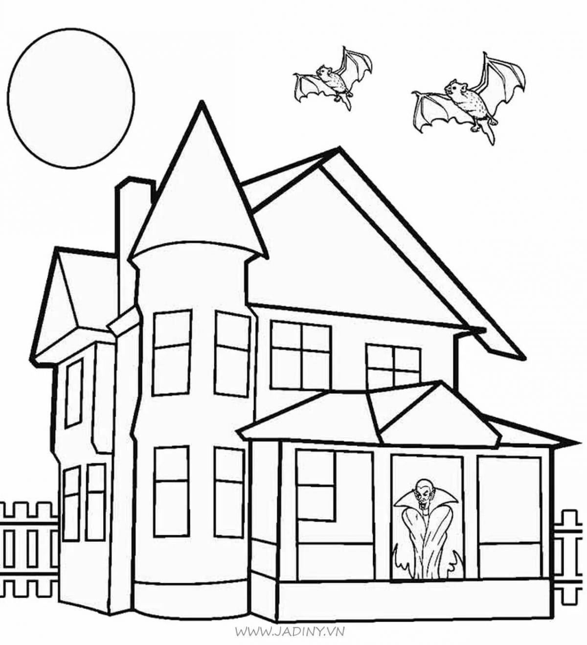 Sunny cottage coloring page