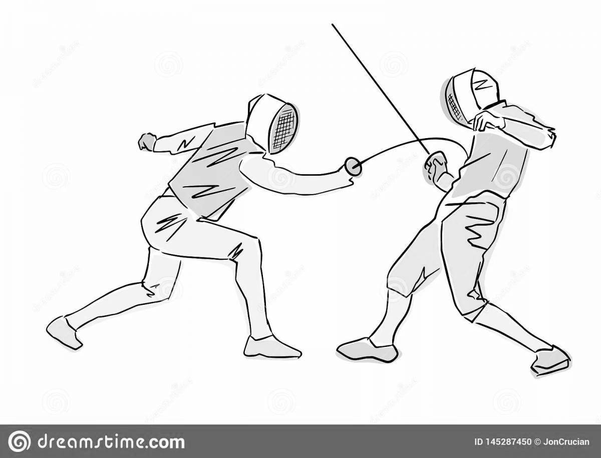 Bright fencing coloring page