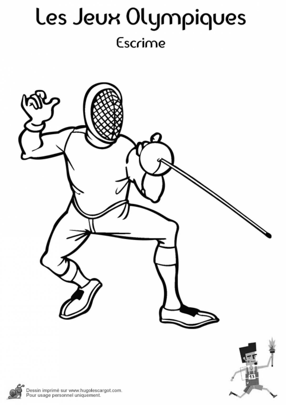Playful fencing coloring page