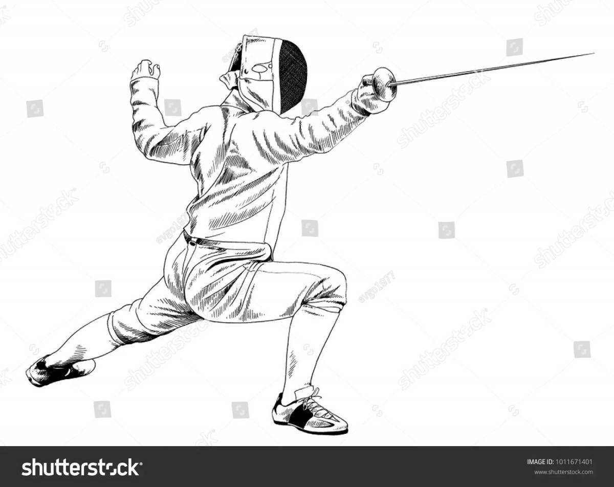 Charming fencing coloring page