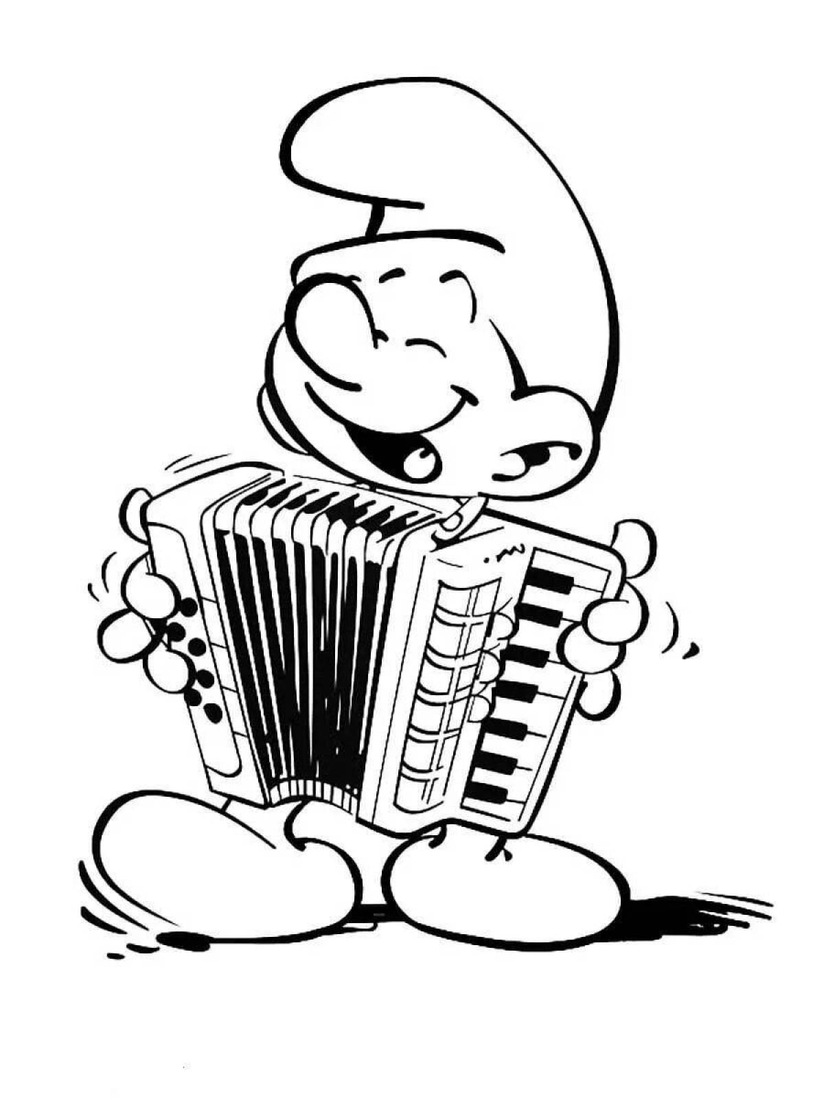 Exotic accordion coloring page