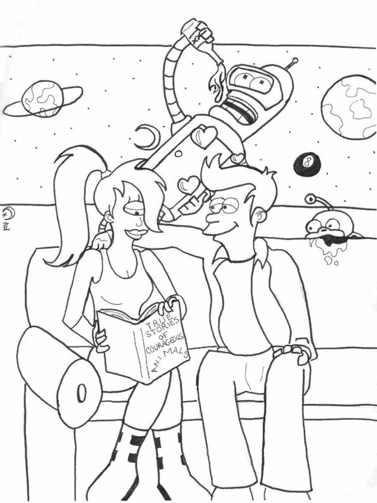 Bender's playful coloring page
