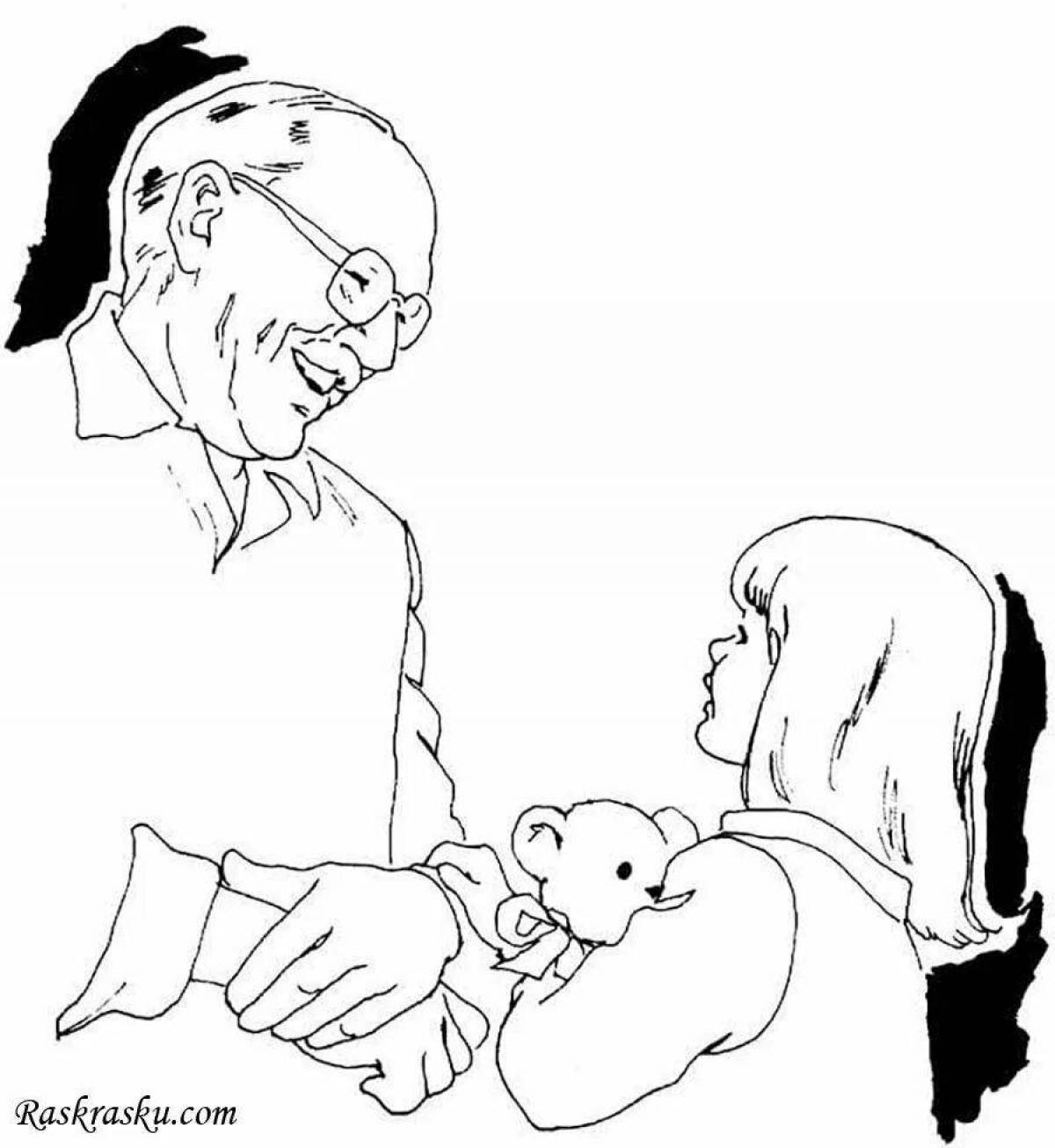 Glowing granddaughter coloring page