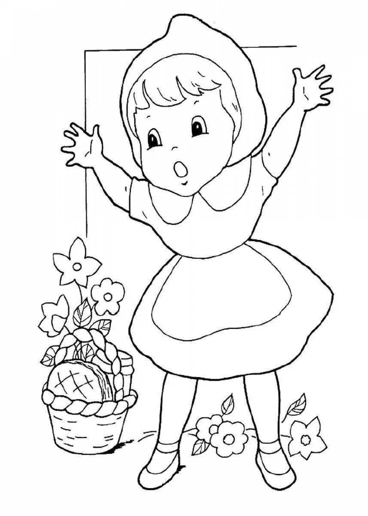 An animated granddaughter coloring page