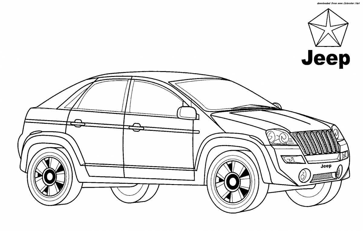 Impressive jeep coloring page