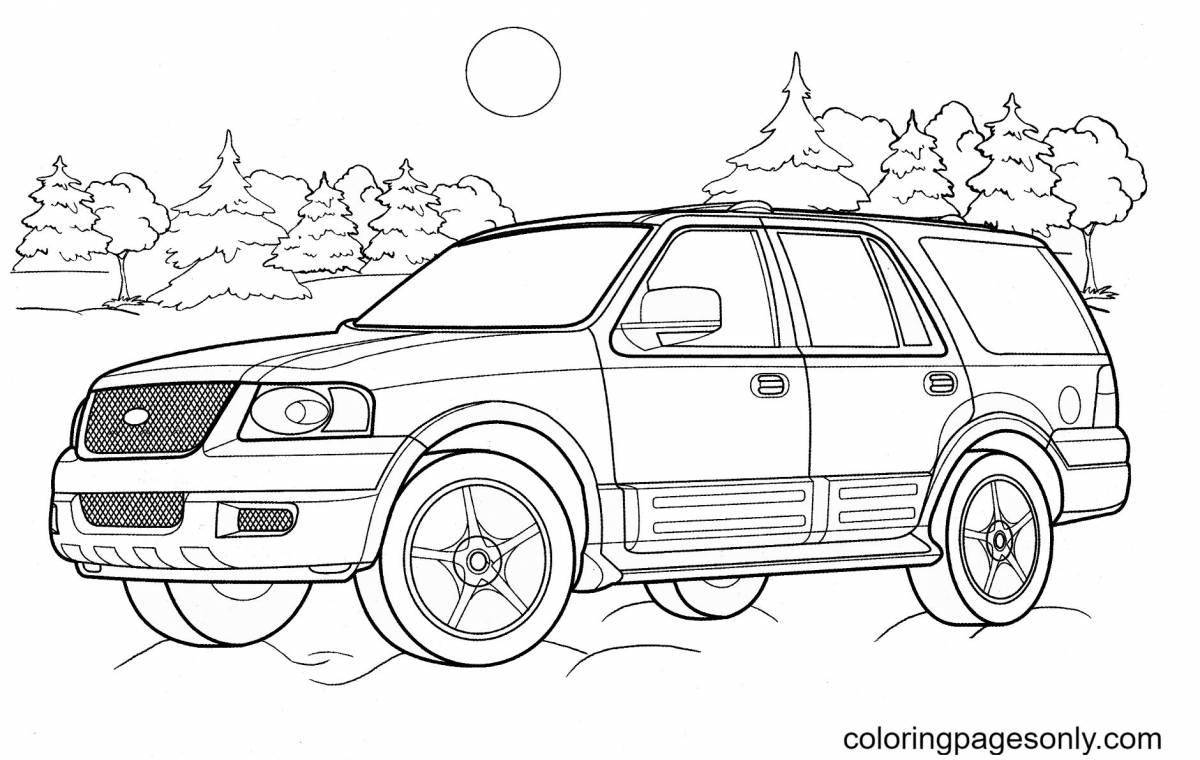 Coloring page charming jeep