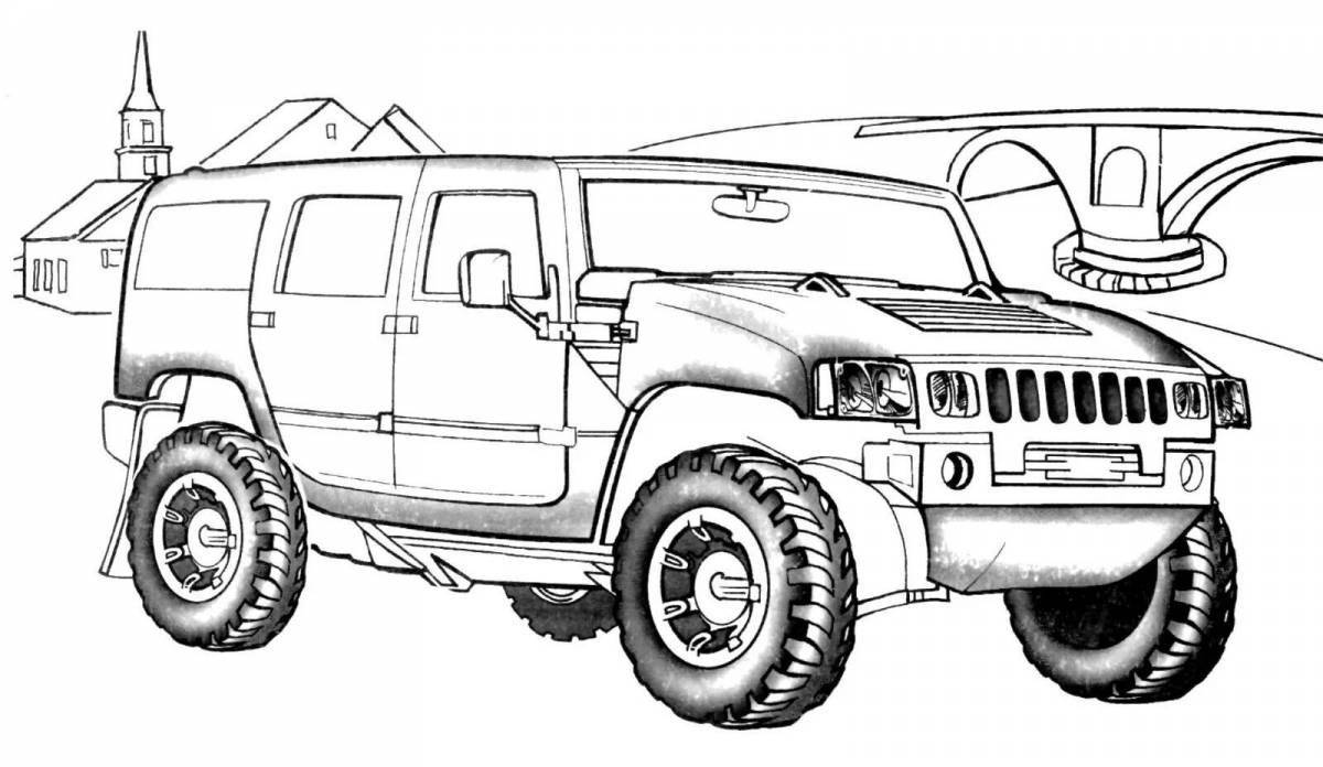 Charming jeep coloring book