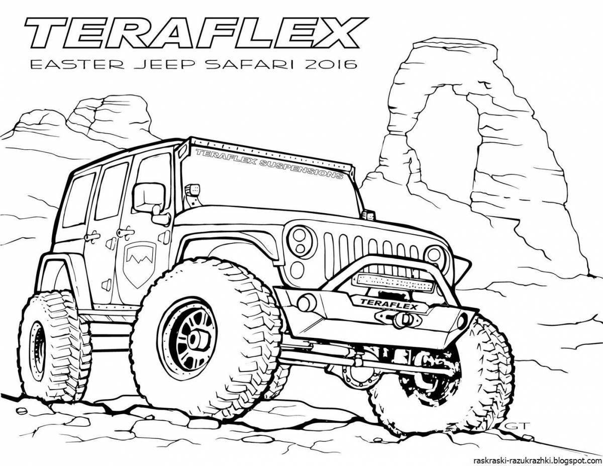 Coloring page funny jeep