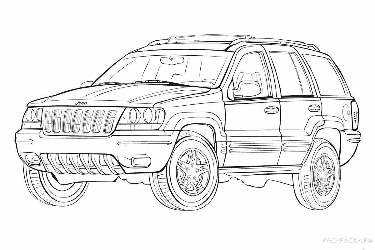 Funny jeep coloring book