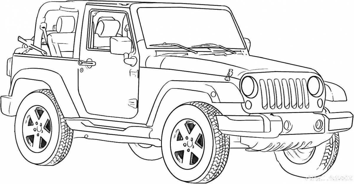 Coloring cute jeep