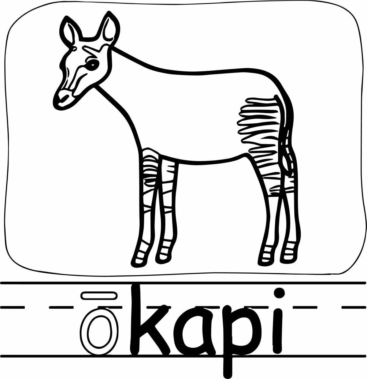 Colorful okapi coloring page