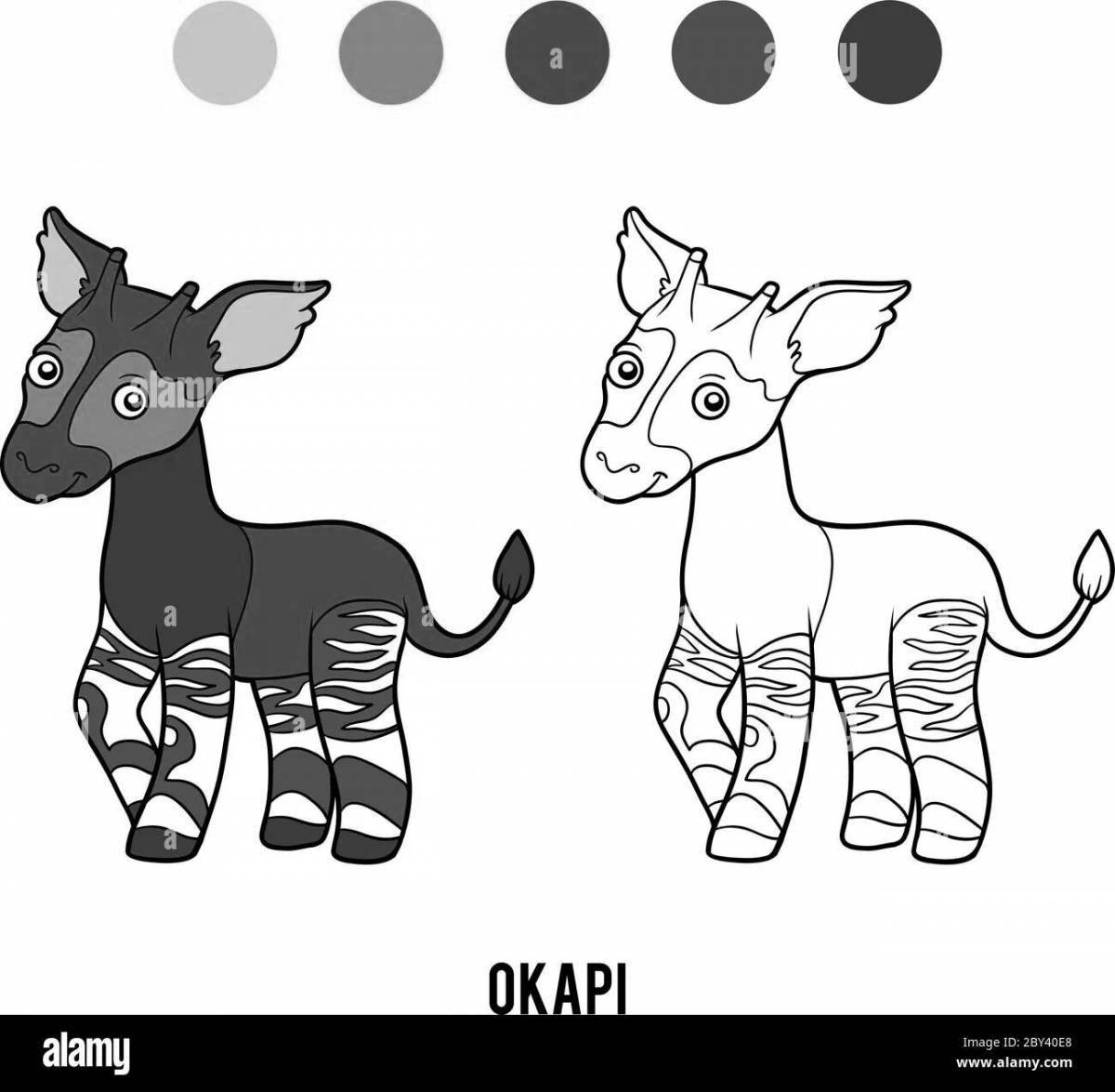 Charming okapi coloring book
