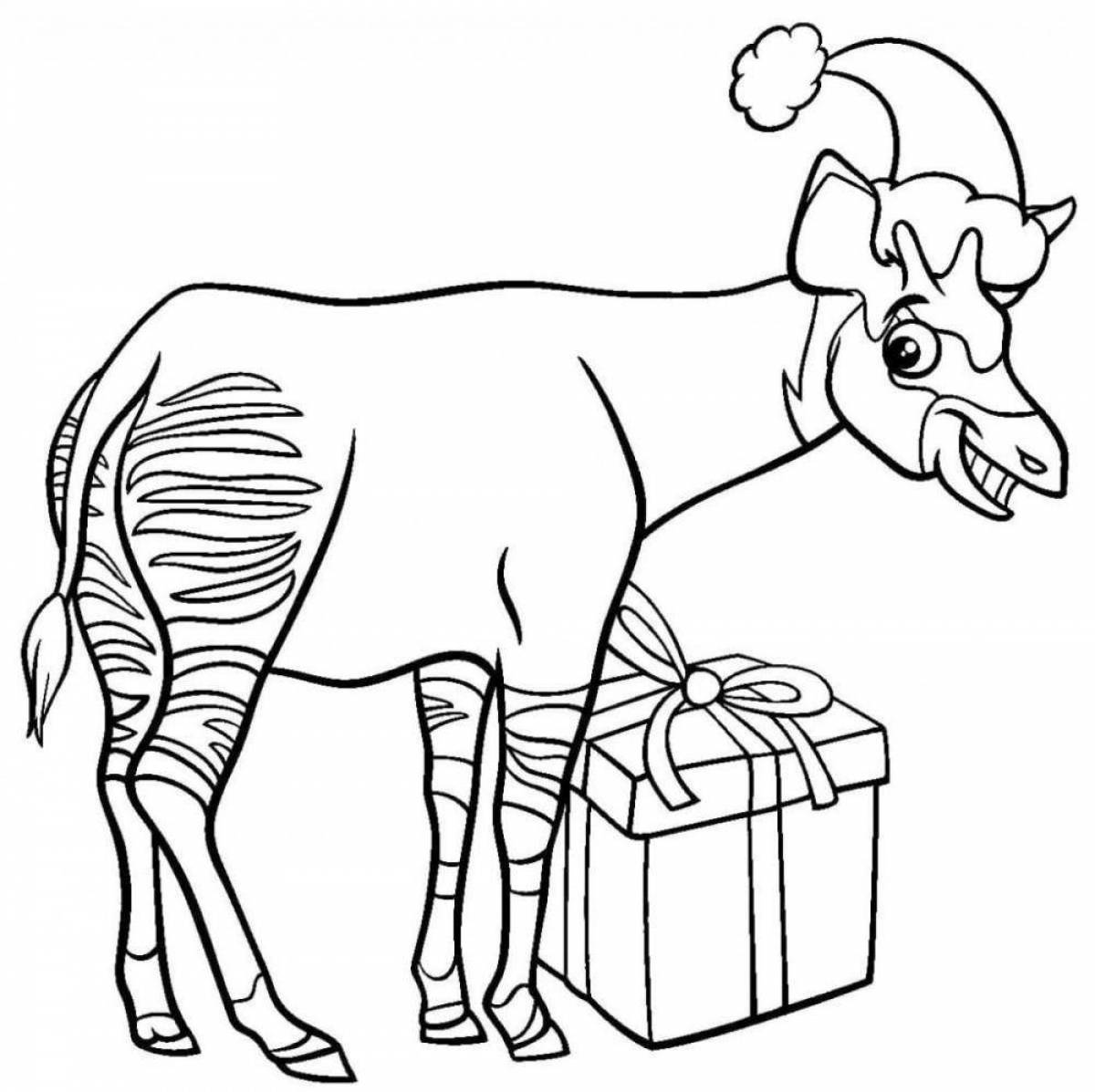 Playful okapi coloring page