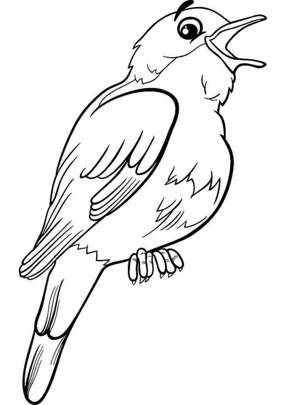 Adorable nightingale coloring page