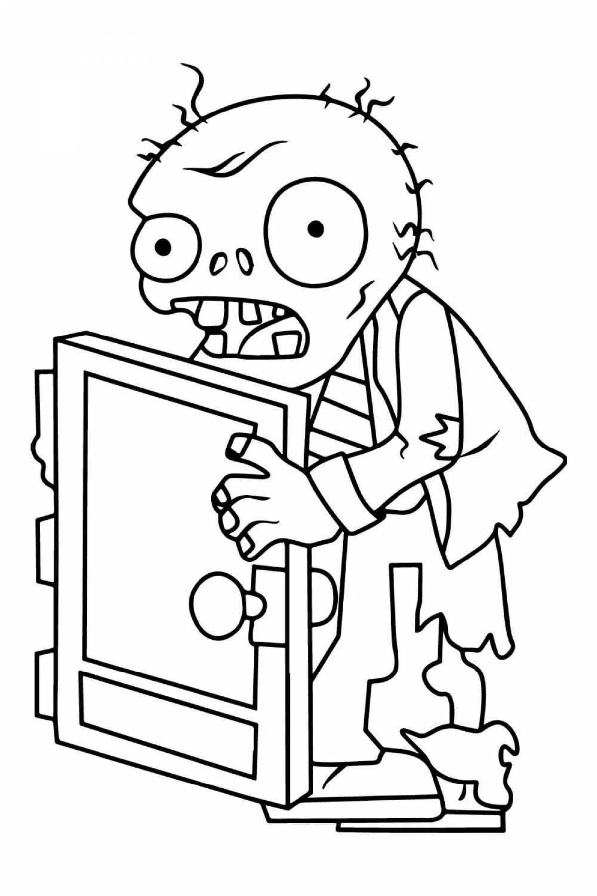 Frightening zombie coloring page