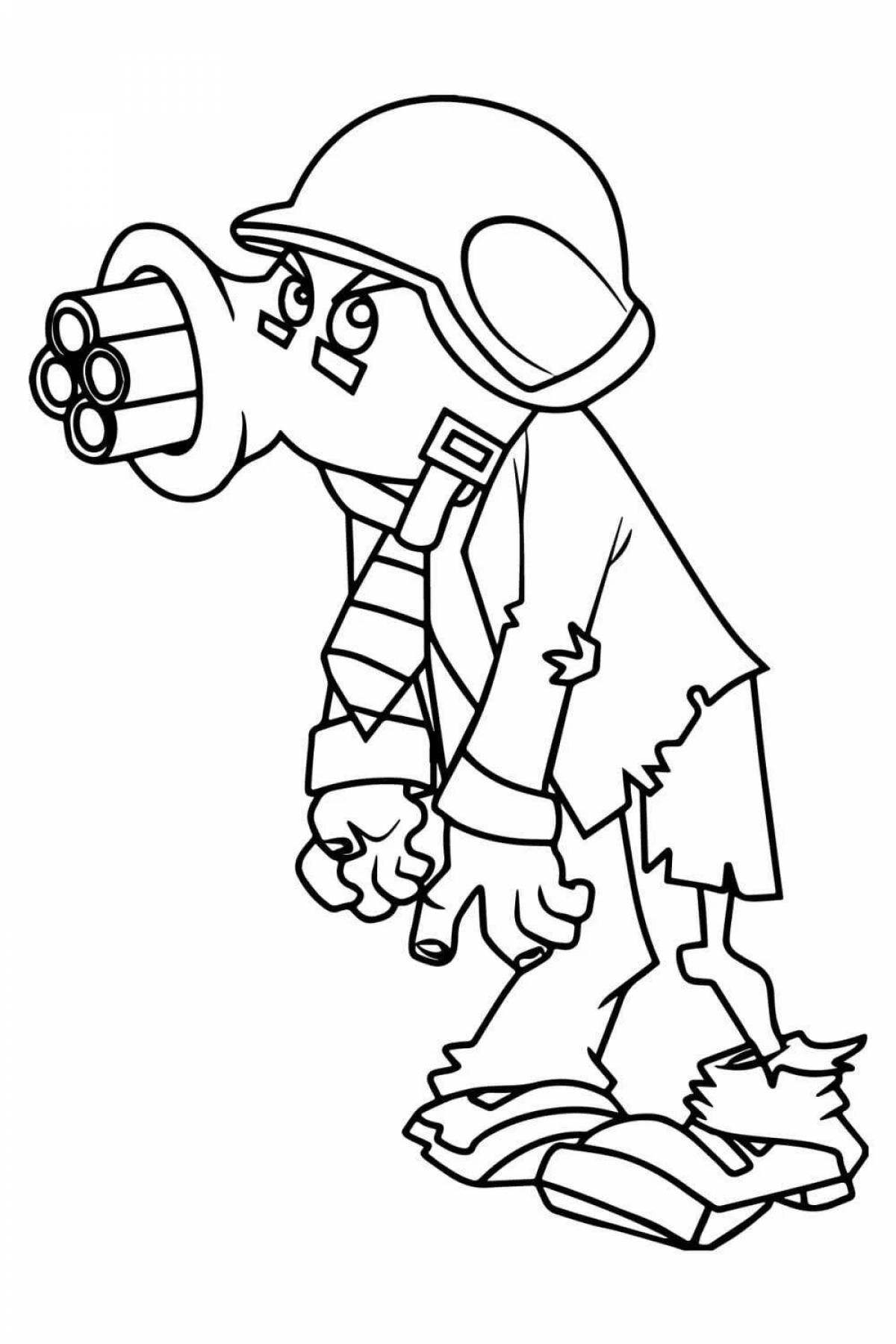 Horrible zombie coloring page