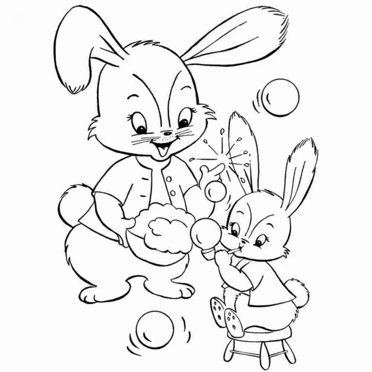 Baby bunny big eared coloring book
