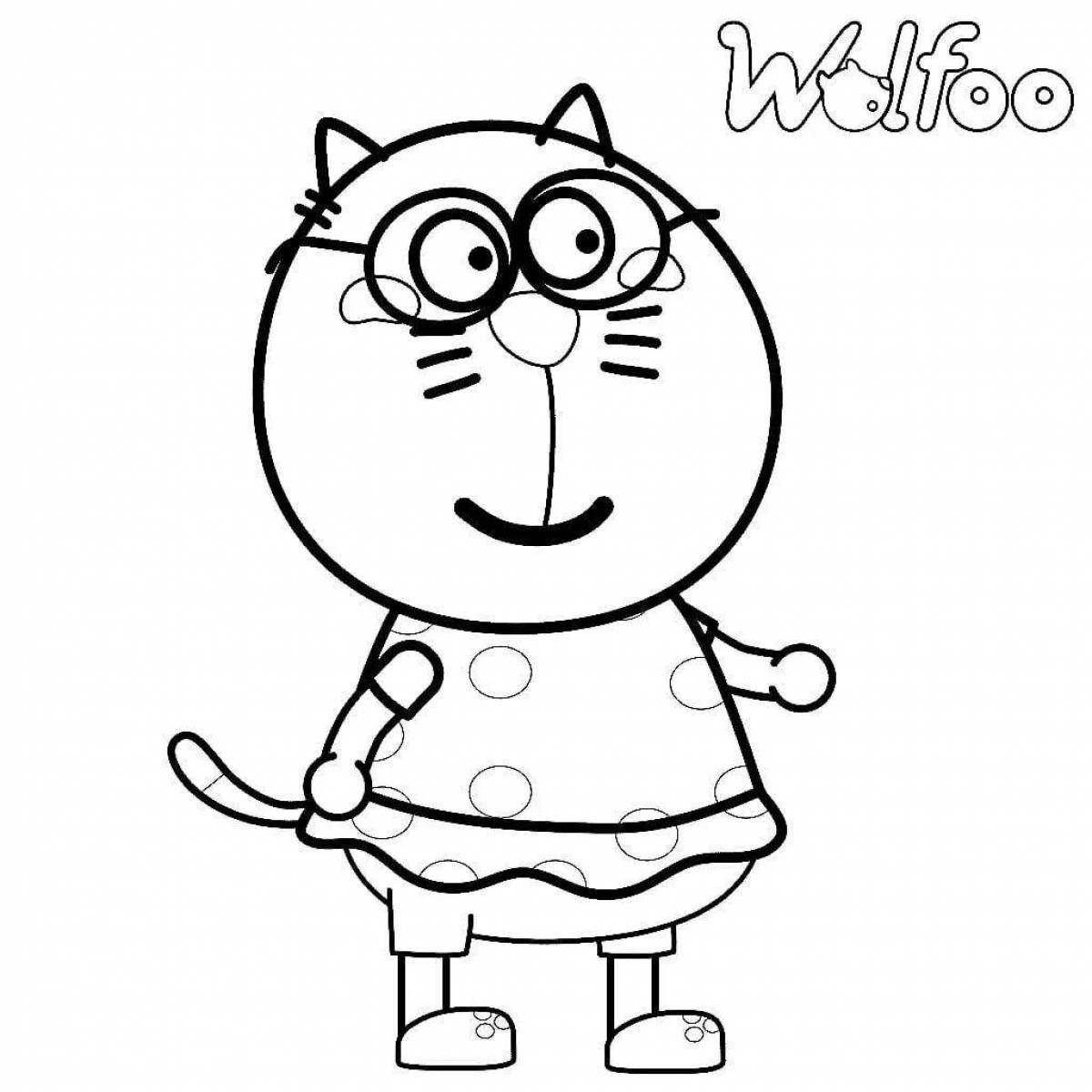 Сияющая раскраска волк мультяшный