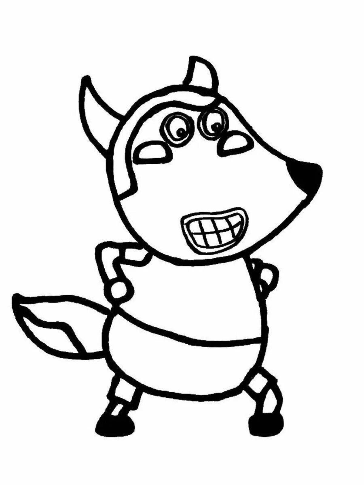 Привлекательная раскраска мультяшный волк